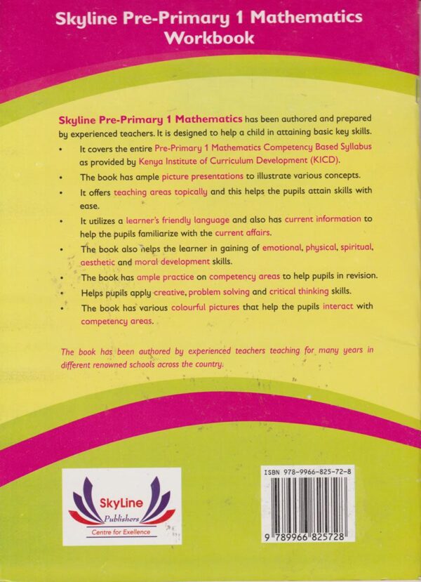 Skyline Mathematical Workbook Pre-Primary 1 by Wanjiru - Image 2